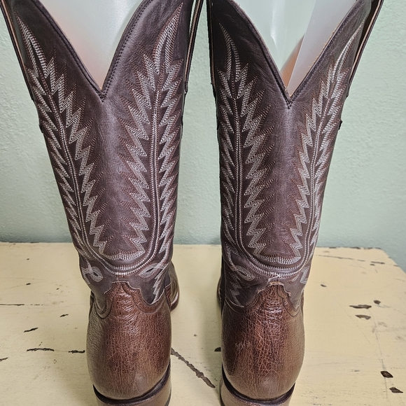 Mens Heritage Boot Co. Norman Smooth Ostrich Brown Western Boots - Picture 6 of 11